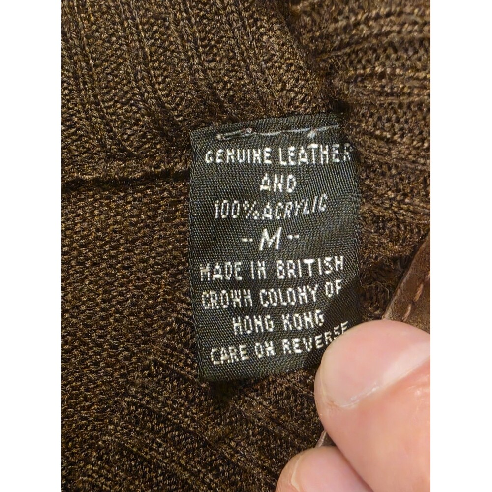 VTG 70s 80s Alan Stuart V Neck Sweater Genuine Suede Leather Patch Trim Mens Med - Picture 8 of 11